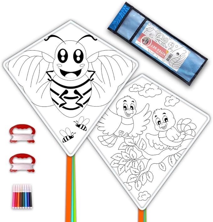 DIY Kites for Kids Kite Making Kit Bulk, Decorating Coloring Kite Party Pack,White Diamond Kite Kits