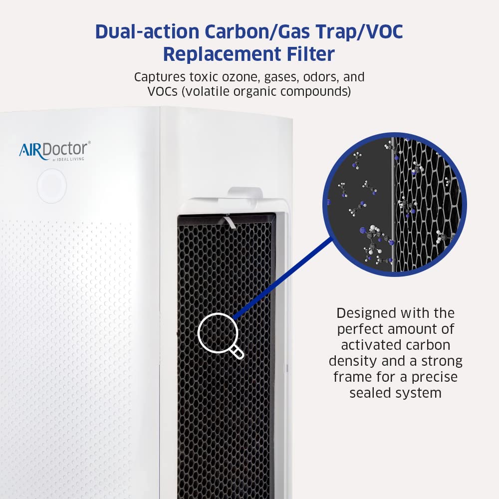 AIRDOCTOR AD5500i SMART 4-in-1 Air Purifier for Extra Large Spaces & Large Rooms- UltraHEPA, Carbon, VOC Filters Capture Particles 100x Smaller Than HEPA Standard with Extra VOC Filter- Bundle.