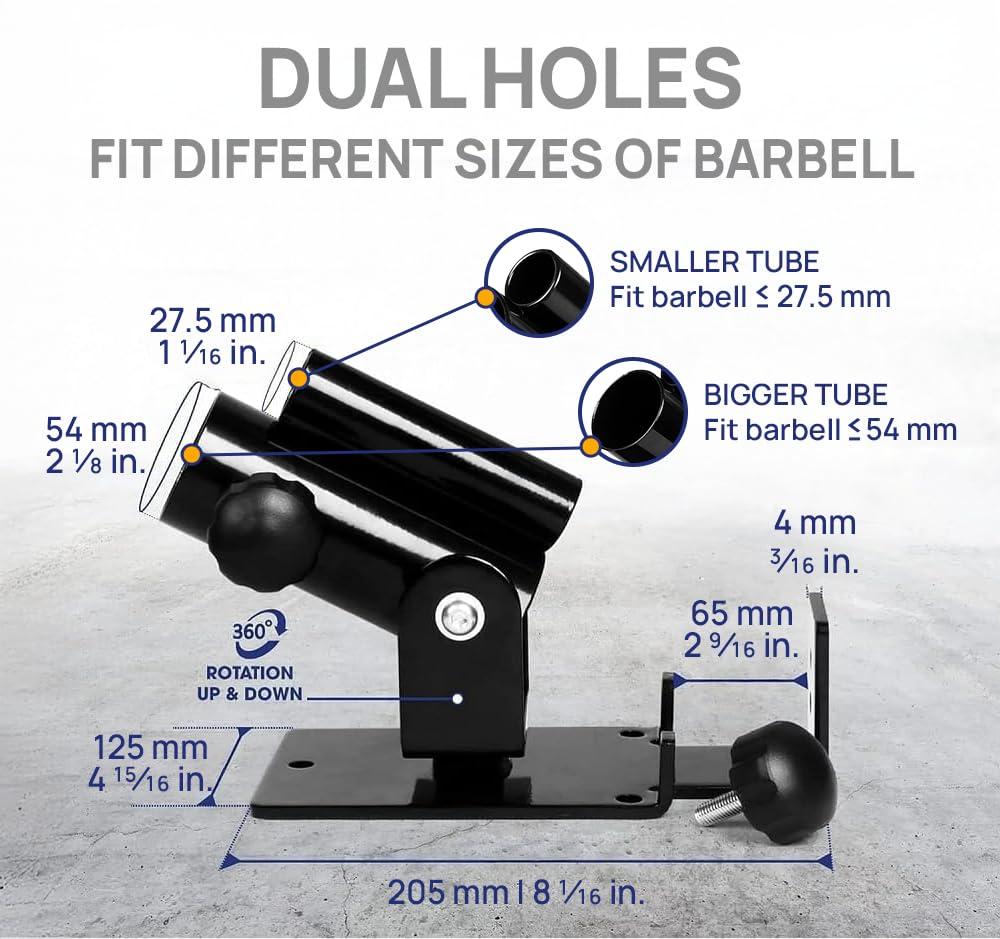 Yes4All Landmine Attachment for 1" & 2" Barbells with Weight Plate Holder, 360 Swivel & Heavy Duty Steel Construction for T-Bar Rows, Presses & Storage, 9.4"x4.9 Sleeve, Black