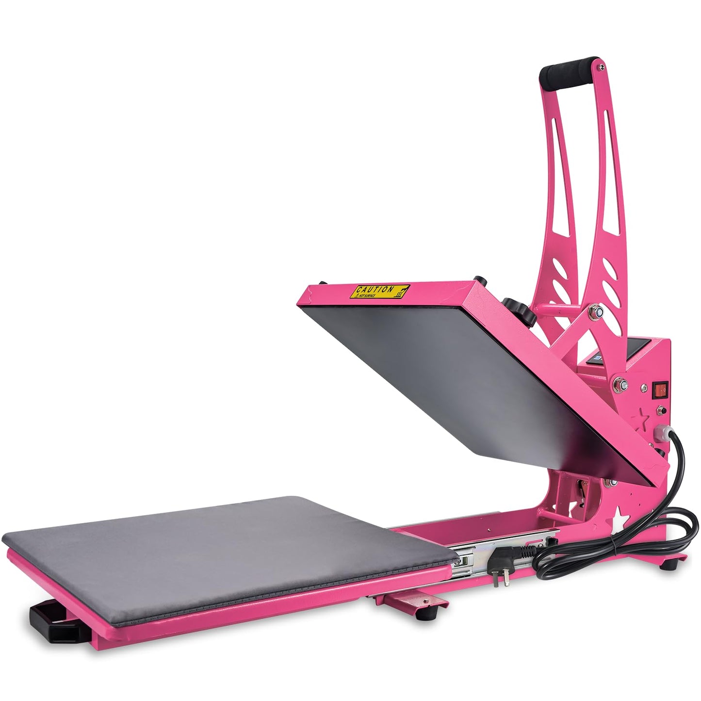 CoolSub Heat Press 15x15 Inch Slide Out Heat Press Machine, Industrial Digital Heat Transfer Machine Sublimation for T-Shirt Hot Pink