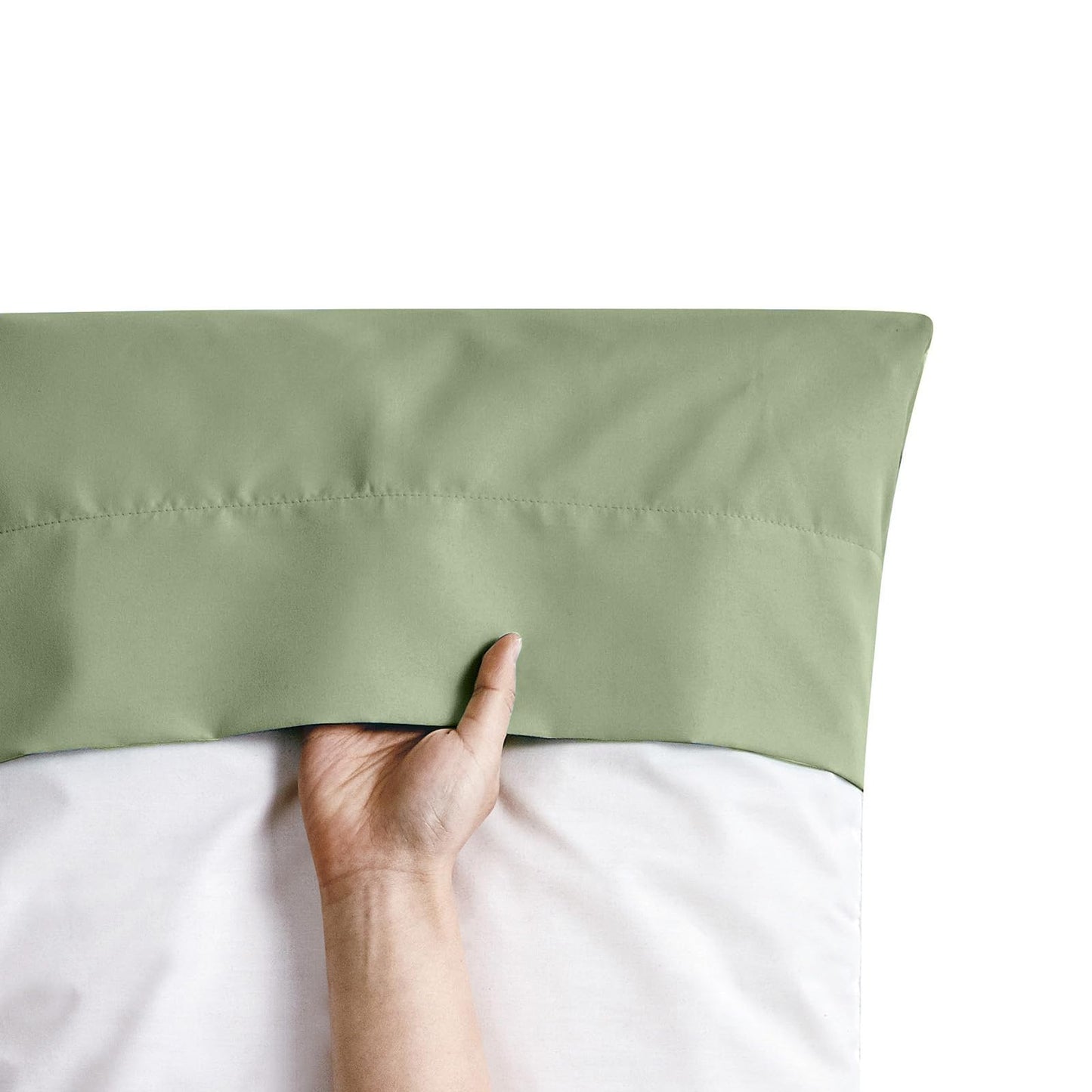 FreshCulture Sage Green Pillowcases Queen Size 12 Pack - Bulk Pillowcase Set - Envelope Closure - Soft Brushed Microfiber Fabric - 20x30 Inches Pillow Case Set of 12 for Home, Hotels, Schools