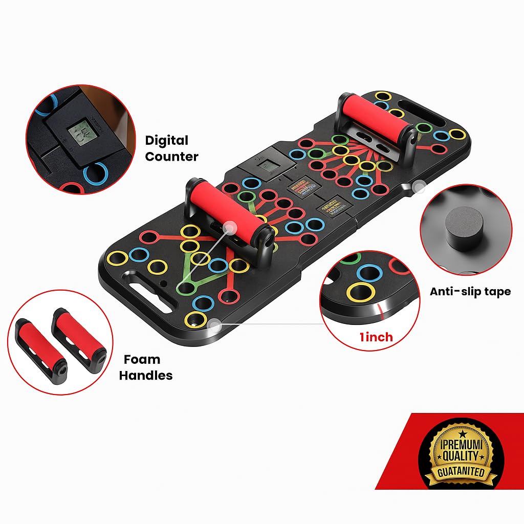 WeePro Push Up Board 60 in 1 with Smart Counter, Foldable Portable Home Gym System with Resistance Bands & Handles, Strength Training Equipment for Men & Women, Full Body Workout Kit