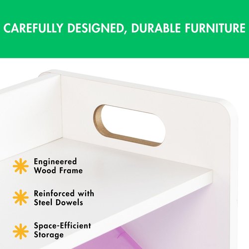Humble Crew Toy Storage Organizer with 9 Removable Storage Bins for Kids Playroom, 3-Tier with Top Shelf Toddler Toy Organization and Storage, White/Purple/Pink/Blue