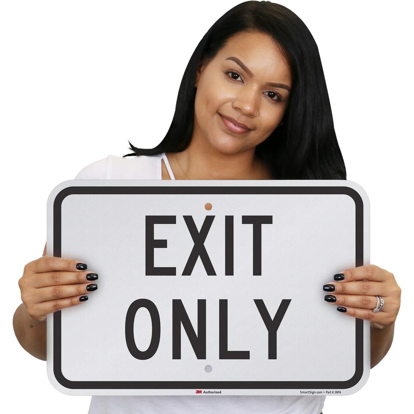 SmartSign - K-1757-EG-12x18-D2 "Exit Only" Sign | 12" x 18" 3M Engineer Grade Reflective Aluminum Black on White