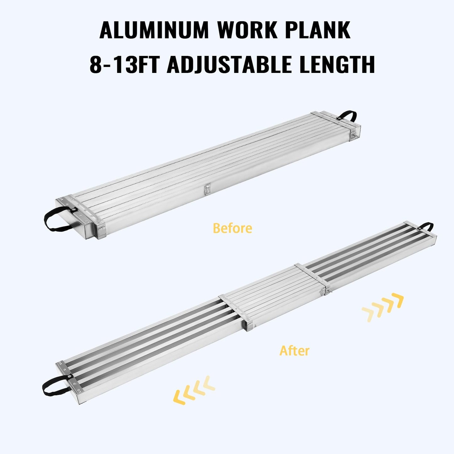8FT-13FT Telescoping Plank, Aluminum Work Platform with Anti-Slip Surface, 440lbs Load Capacity, Extendable Scaffold Plank for Painting Repair Cleaning