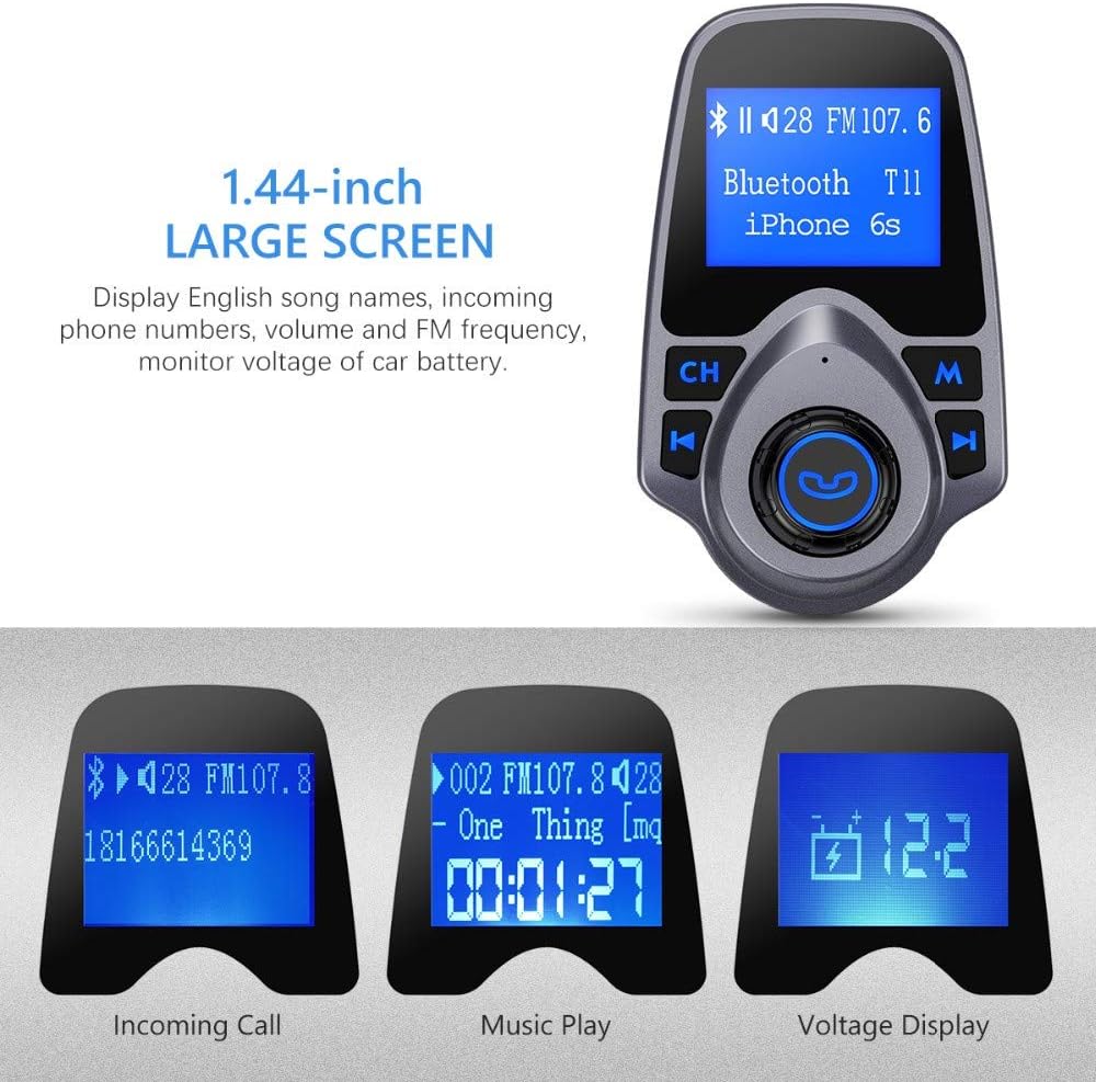 Soufyuane T11 MP3 Wireless Bluetooth FM Transmitter Handsfree Car Kit Player Wireless Bluetooth Adapter with Dual USB