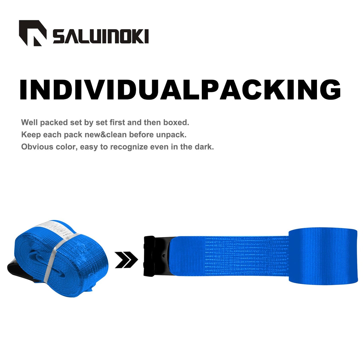 SALUINOKI 12Pack 4 inch Straps Flatbed Strap 4x30 Truck Strap for Flatbed Trailer Winch Strap Heavy Duty 4 inch Ratchet Straps Flatbed Blue