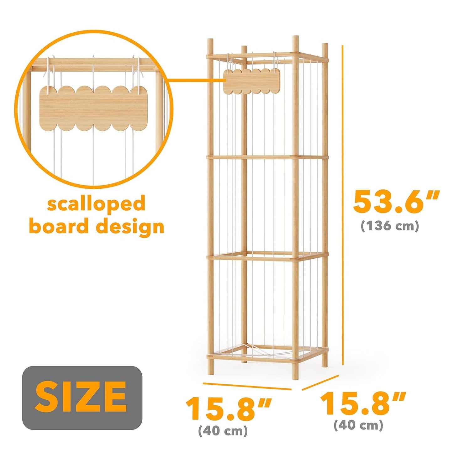 SpaceAid Stuffed Animal Storage Organizer - Large Capacity Plush Toy Holder for Playroom, 15.8" Wide, Natural