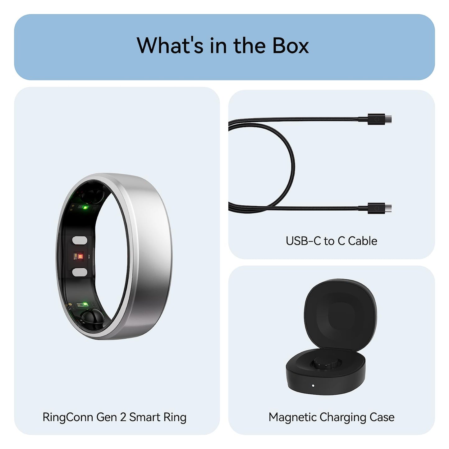 RingConn Gen 2, World’s First Smart Ring with Sleep Apnea Monitoring, No APP Subscription, 12-Day Battery Life, Stress/Heart Rate/Women's Health Tracker, Android & iOS Compatible (Silver, Size 10)