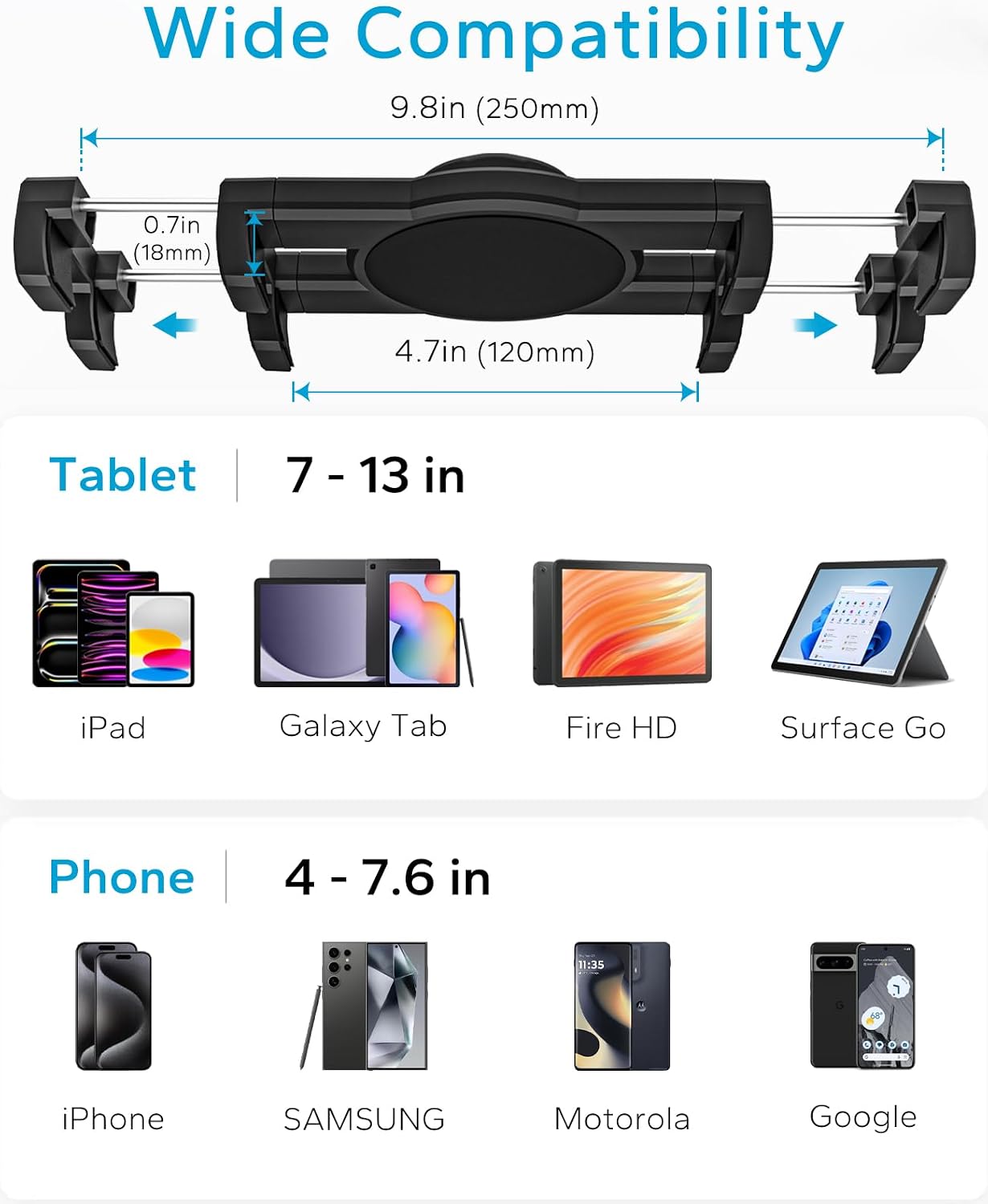 GDZN 360 11 12.9 4-13" Kitchen Cabinet Tablet Holder, [C-Shaped Metal Clamp] Under Cabinet Tablet Mount with Rotation