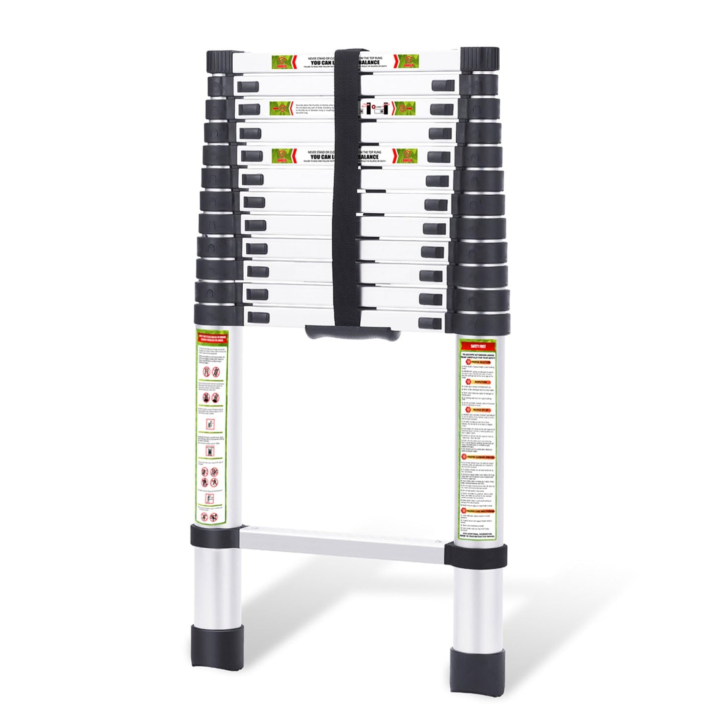 RIKADE Telescoping Ladder 16.5 ft & Attic Ladder, Heavy Duty Aluminum with Non-Slip Feet, 330 lb Capacity for RV, Attic, Loft & Multi-Surface Use