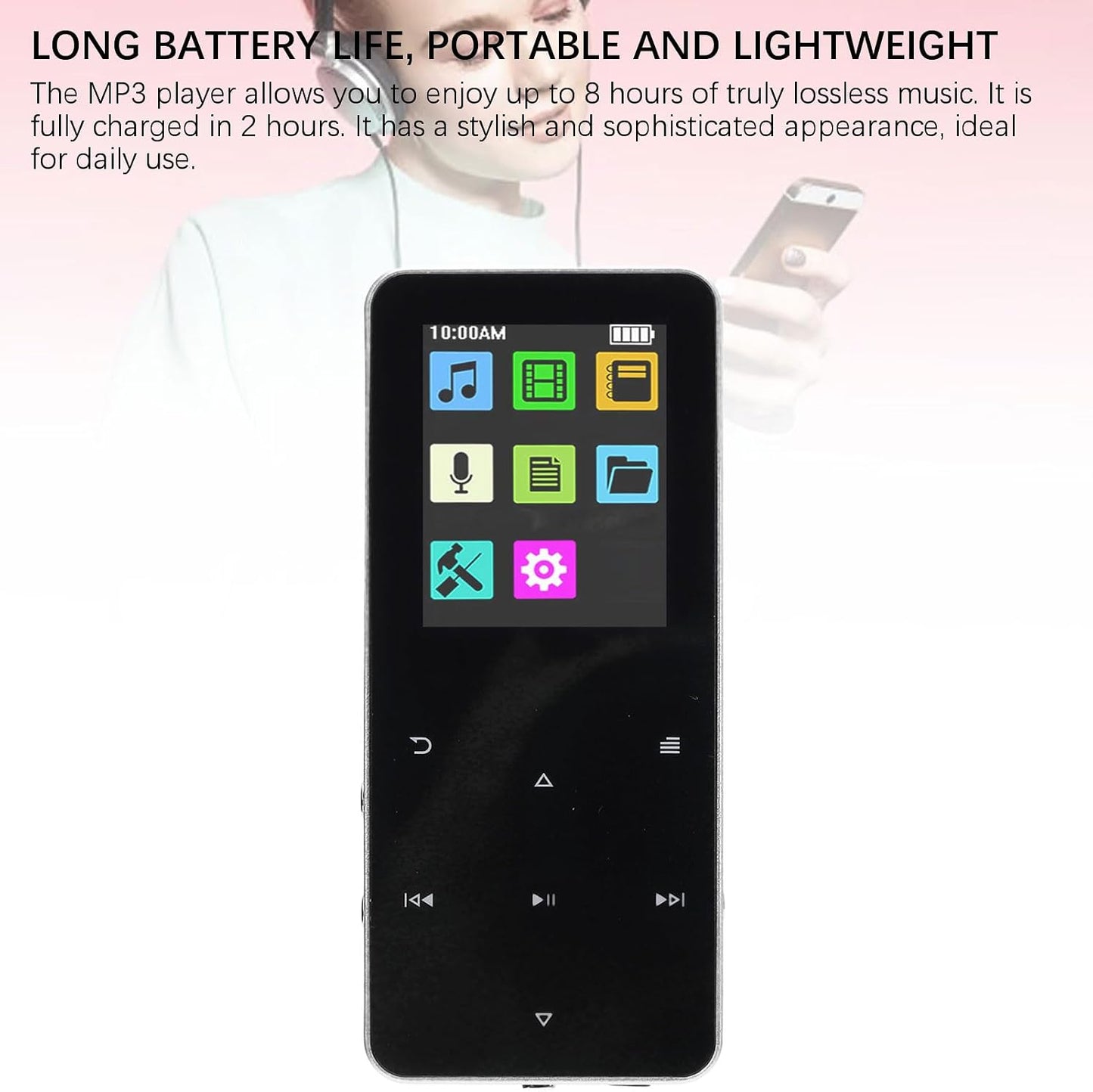 Yoidesu MP3 1.8 Inch 4GB MP3 180mAh MP3 (4GB) Player with Bluetooth, HD Screen for Android, Portable Streaming Music