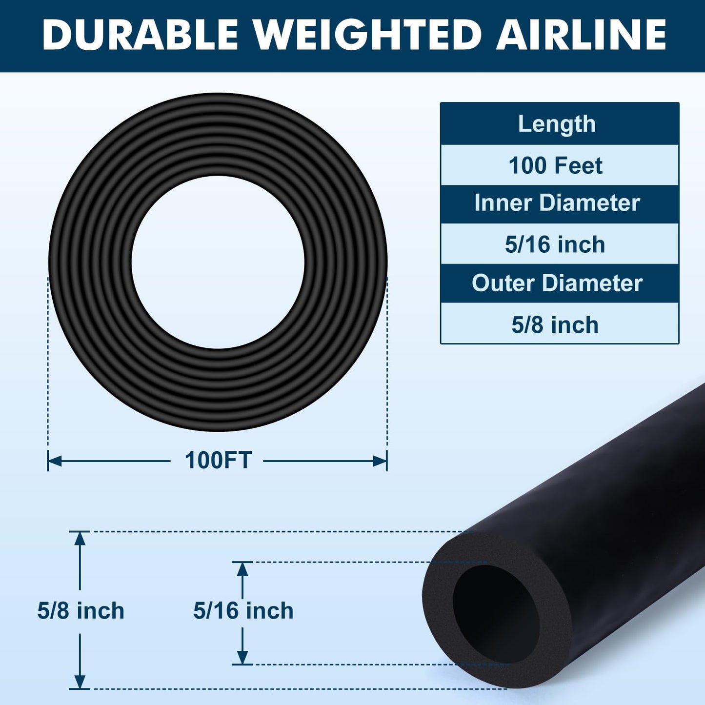 HQUA PAS20AL+PAS20AD Pond & Lake Aeration Accessories 100'of Weighted Tubing + Membrane Diffusers