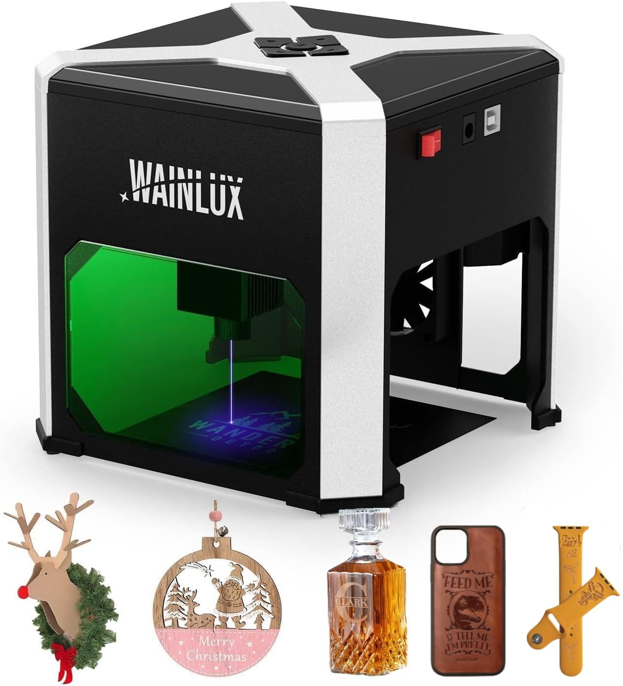 Laser Engraver WAINLUX K6 Pro, 3000mW Laser Engraving Machine, 0.05mm Accuracy, BT Connection Portable Mini Laser Cutter Engraver Tool for Wood Vinyl Leather Glass, DIY Art, Logo Design,Laser class4