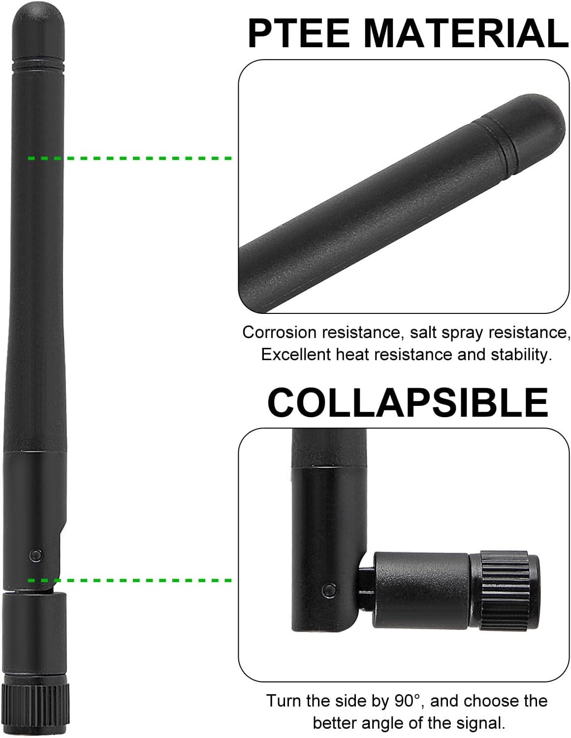 DORHEA 2Pcs 3dBi 2.4GHz 5GHz 5.8GHz Dual Band WiFi Antenna RP-SMA Male Bluetooth Antenna for USB Adapter Camera Video