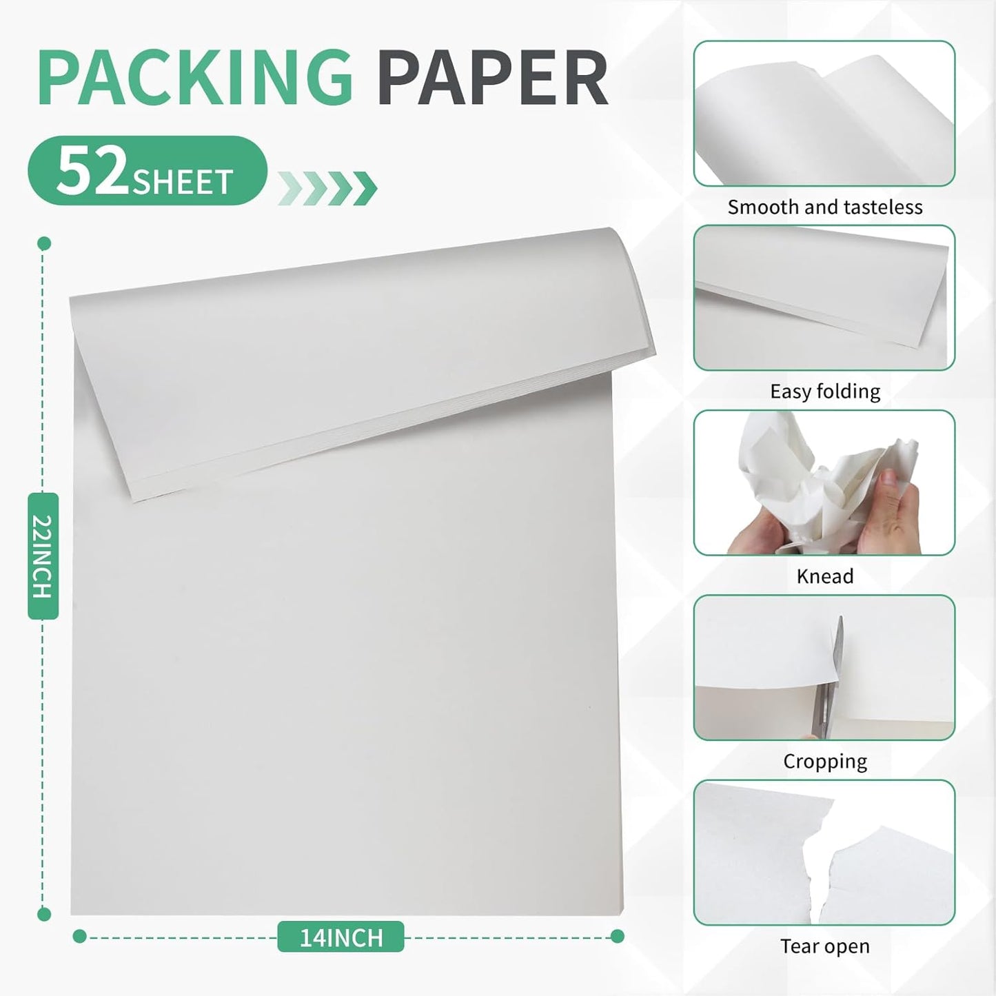 Packing Paper Sheets - 14" x 22" Newsprint for Moving & Shipping | 52 Sheets for Wrapping & Protection