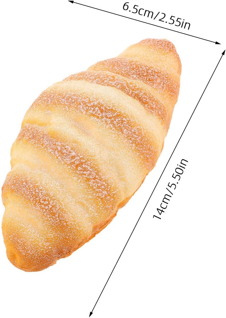 3pcs Set jojofuny Realistic Fake French Croissant Bread Model for Kitchen and Bakery Decor, Artificial Simulation Food