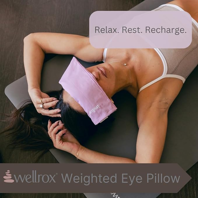 Weighted Eye Pillow - Flaxseeds & Lavender Eye Pillow Weighted for Restorative Yoga, Meditation & Stress Relief (Natural, Scented)