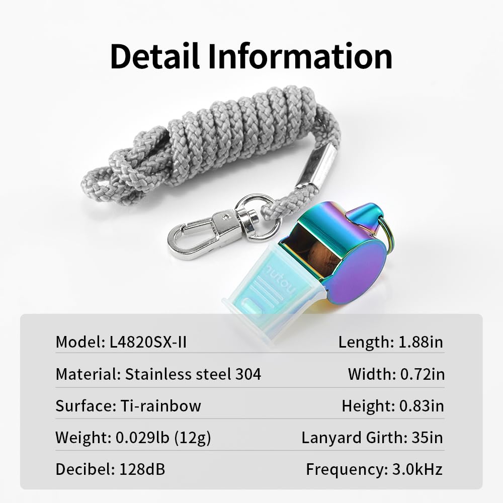 HUTOU Whistle 2 Packs Stainless Steel Coach Sports Whistle with Lanyard, Loud Crisp Sound Whistle Ideal for Coaches, Referees, and Official