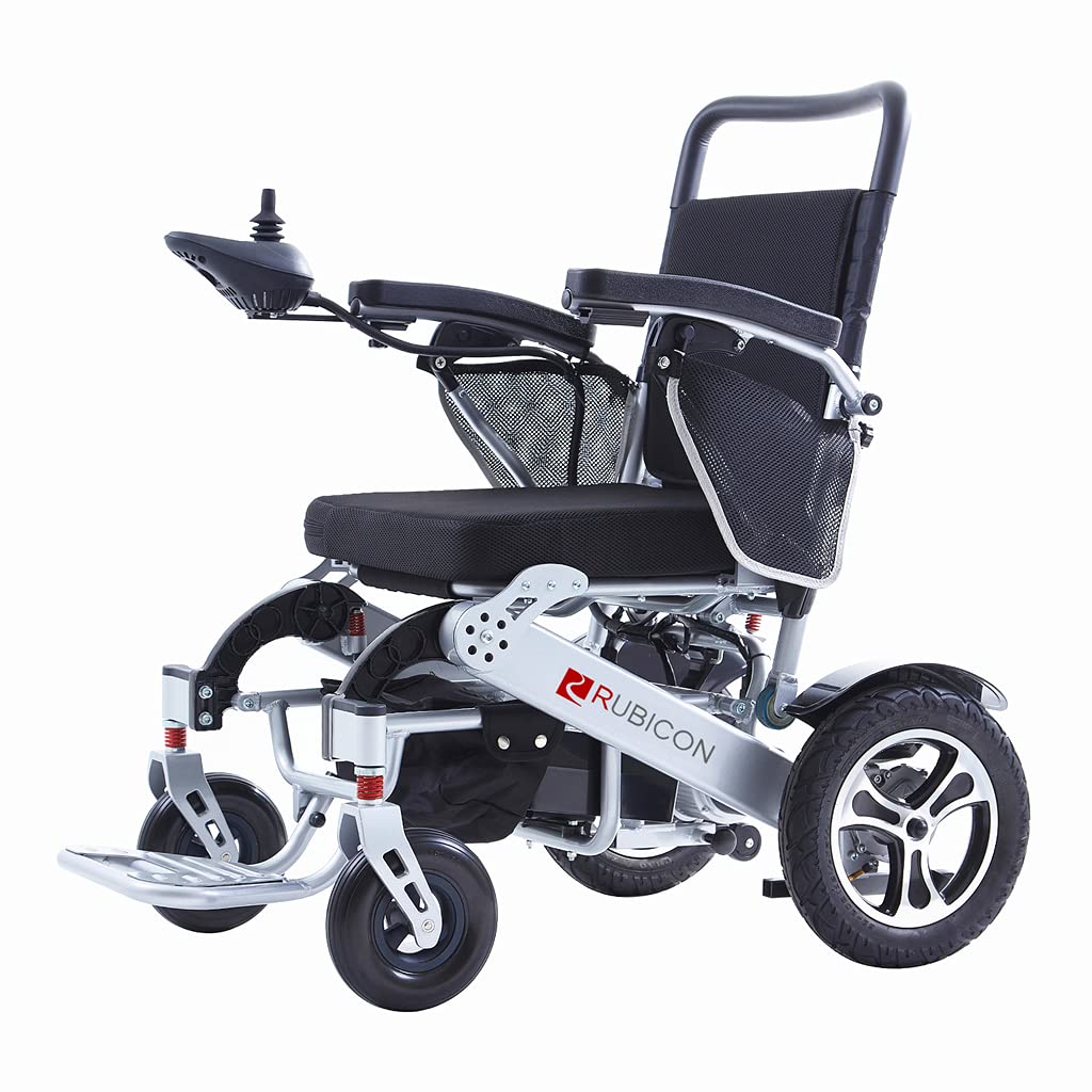 Rubicon DX17 Automatic Foldable Electric Wheelchairs for Adults - Deluxe One Click Fold and Unfold - Super Horse Power (600W Motor Power) - Longest Range (up to 25miles with 2x12AH Dual Battery)