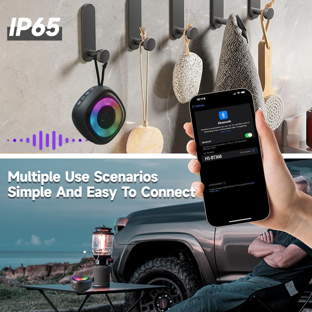 Treayes 5.4 Mini Bluetooth Speaker with RGB Lights, Portable Small Wireless Speaker with Deep Bass, Bluetooth Compact
