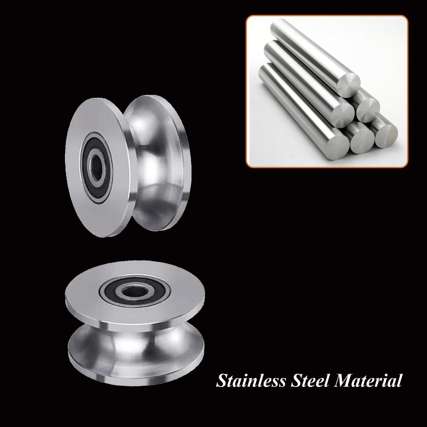 Sliding Gate Rollers Stainless Steel U Groove Wheel Heavy Duty Cable Pulley Block U Shaped Rail Gate Wheels Quiet and Smooth Operation Plate Caster with Bearing for Barn Door Track