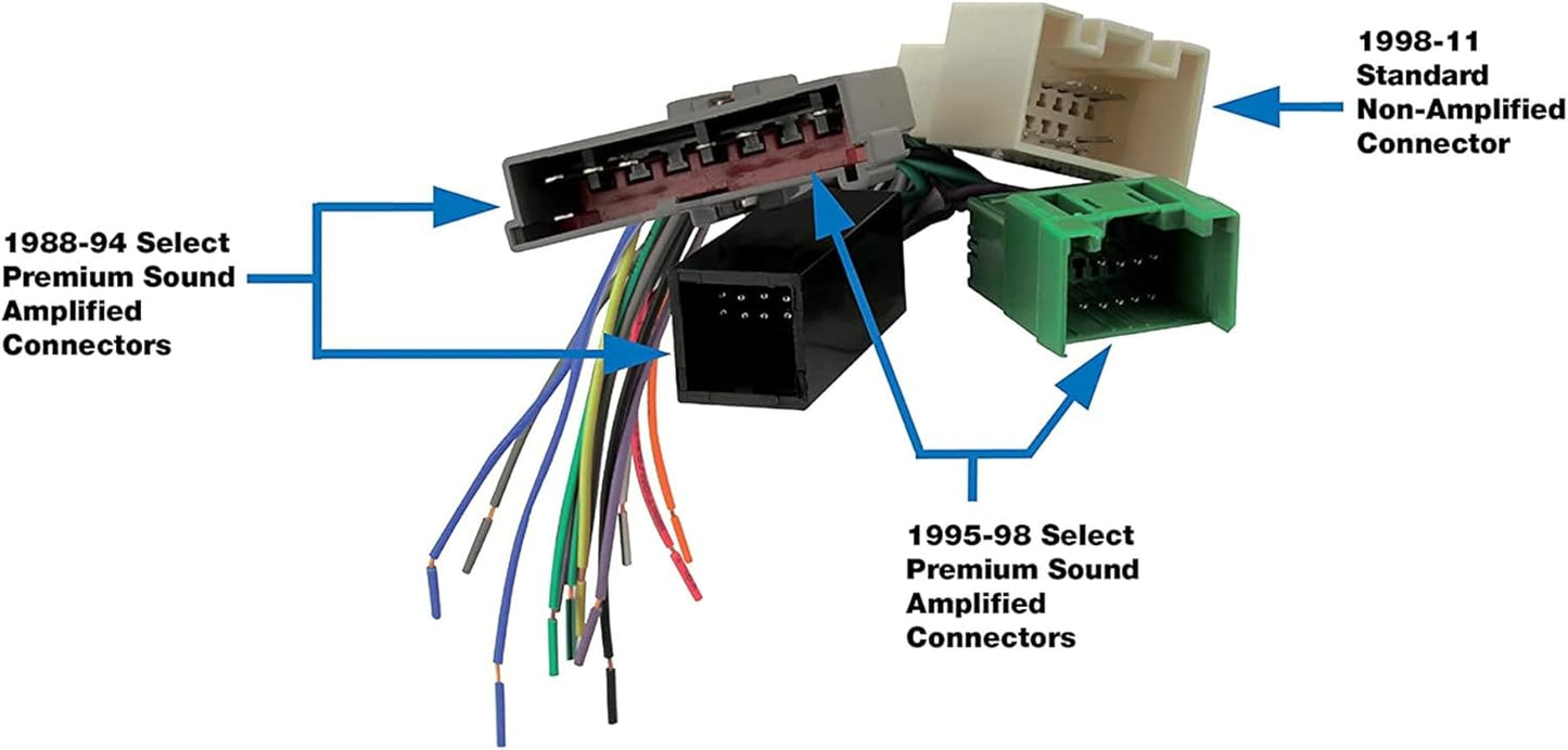 FDK106 1988-2011 Scosche Standard & Premium Sound Wire Harness Connector Compatible with Select Ford, Lincoln, Mercury