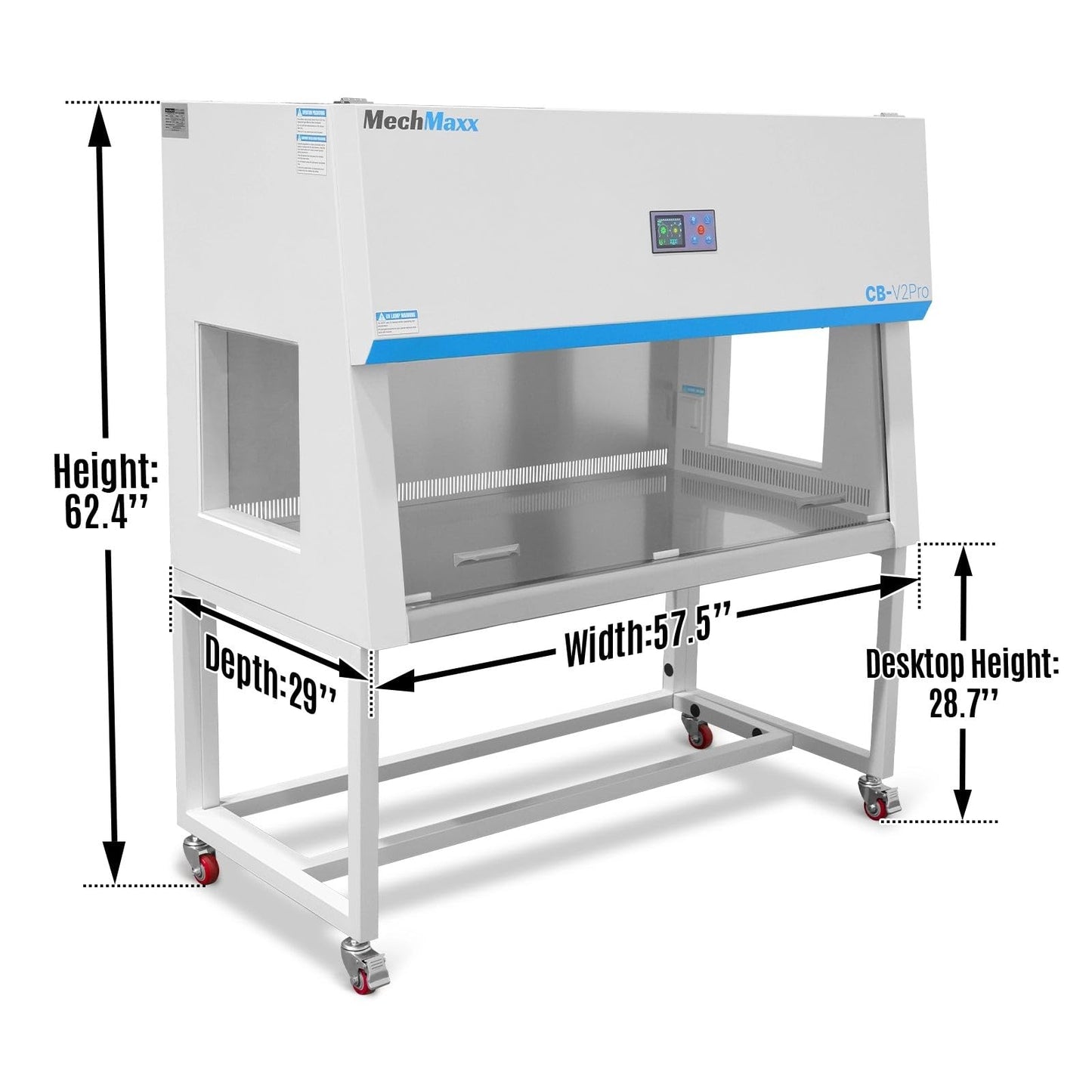 MechMaxx 57.5″ Wide CB-H2Pro Horizontal Laminar Flow Clean Bench with HEPA Filtration & UV Sterilization | ISO Class 5, CB-V2Pro