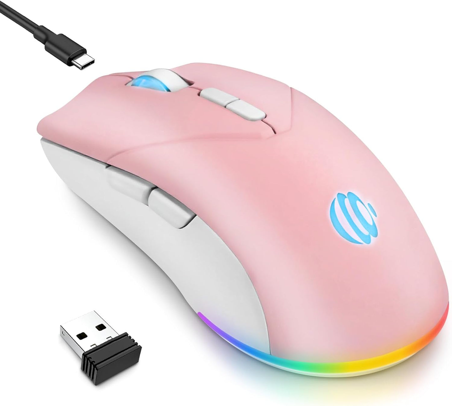 mobiproduct 3 5.2 2.4G) Wireless Bluetooth Mouse, Rechargeable USB Optical Mouse, Adjustable DPI, LED Silent Dual