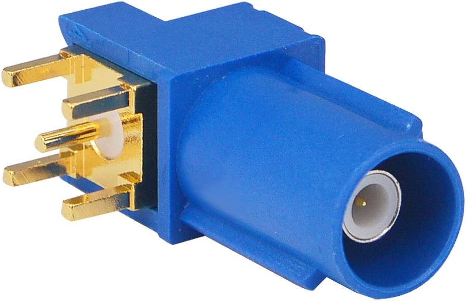 Kaunosta 5PCS GPS Telematics or Navigation RF Coax Connector Fakra C Right Angle Blue Crimp Jack Adapter Gold-Plated