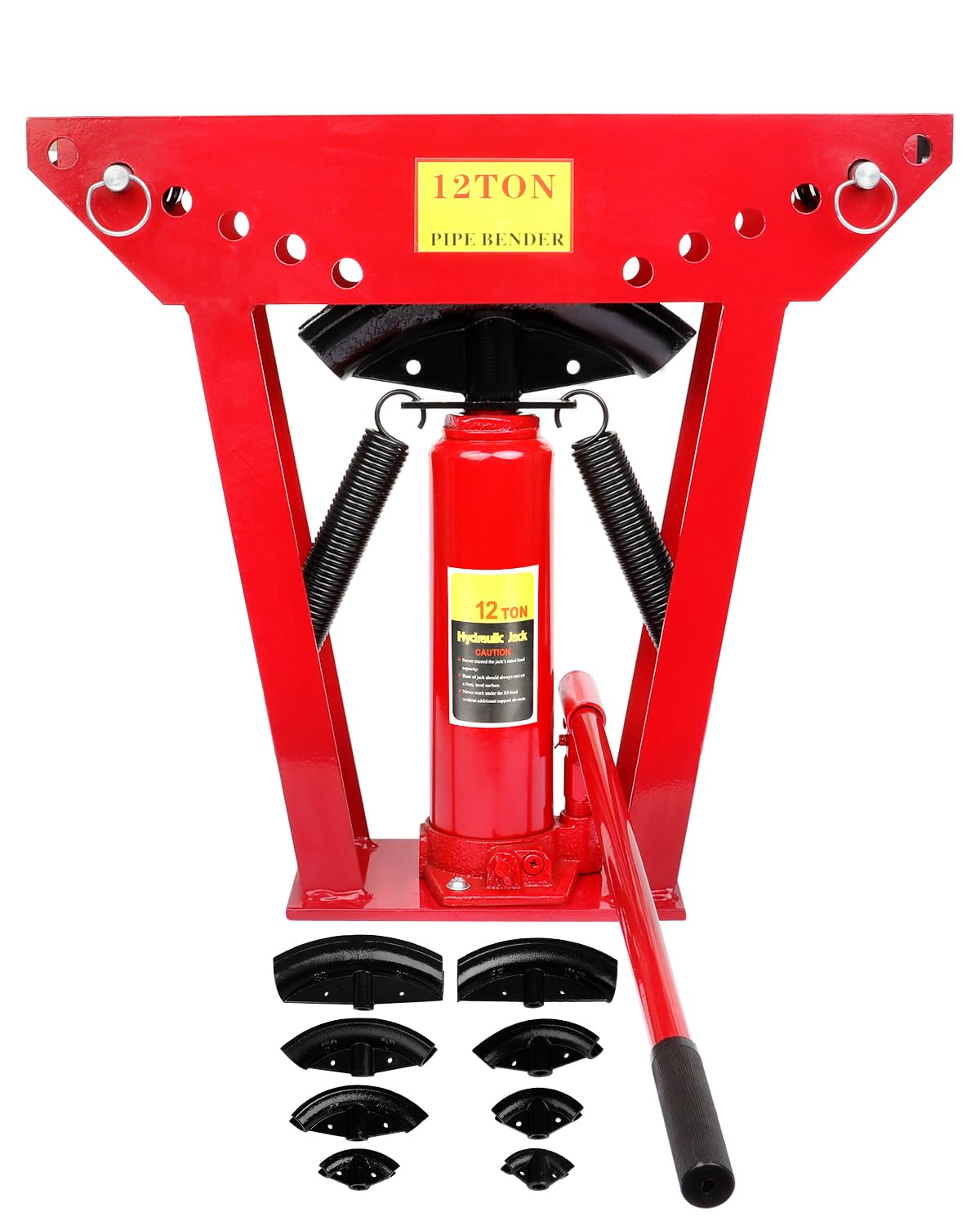 FAHKNS Hydraulic Pipe Bender 12 Ton Manual Copper Exhaust Bender Tool with 6 Dies (1/2,3/4,1,1-1/4,1-1/2,2") 90-180 Degree Adjustable Rollers Bending Steel Iron Metal Ratcheting Tube