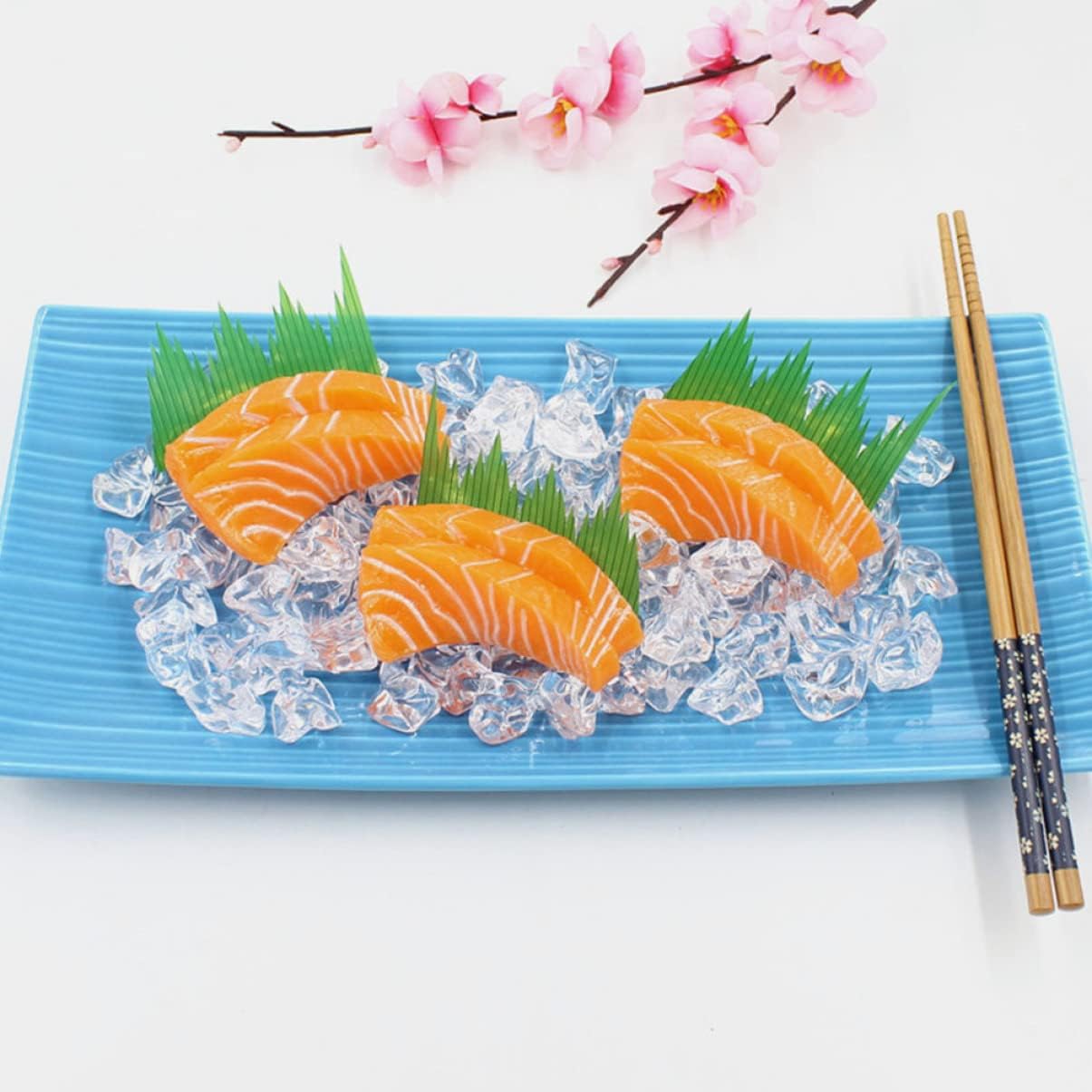 2pcs BESPORTBLE Fake Salmon Slice Models for Kitchen Decor and Photography Props Realistic Plastic Sashimi Food Models