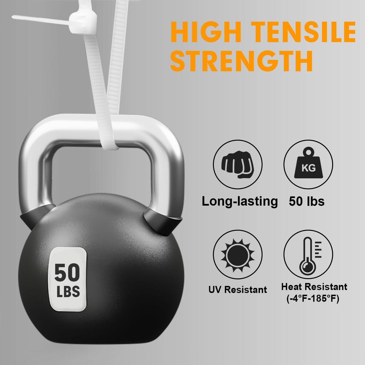 1200pcs 12 Inch, 50lb Zip Ties, RAZCC Cable Zip Ties Heavy Duty White Plastic Wire Ties with Tensile Strength