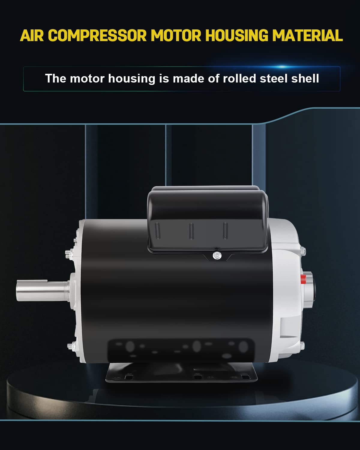 5 HP Air Compressor Motor, 3450 RPM Electric Motor, 230V Single Phase Motor, 56HZ Frame 7/8"Keyed Shaft 60 Hz, Commercial-Duty CCW Rotation, 2.25" Shaft Length for Air Compressors