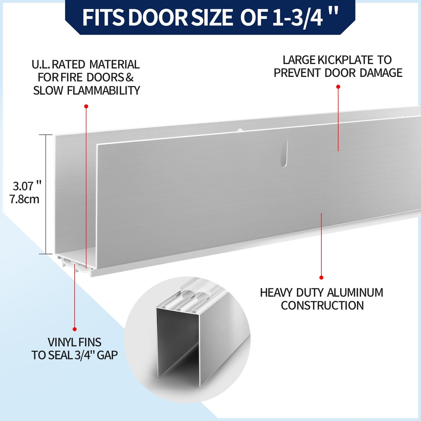 Aluminum Door Draft Stoppers - 39' Weather Stripping Seal for Exterior & Interior Doors
