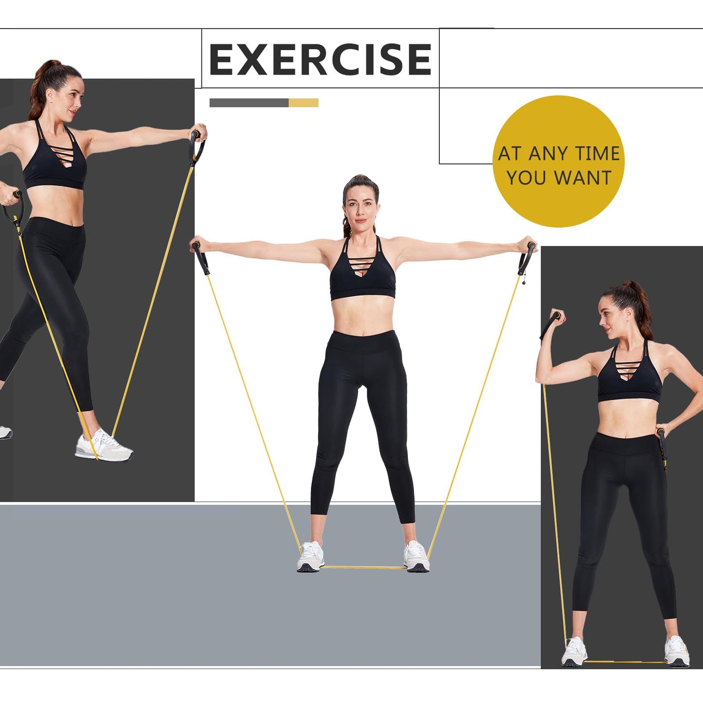 3 PCS Resistance Exercise Band with Handles, Exercise Bands with Handles, Workout Bands Resistance for Men or Women, Arm Bands for Workout-Door Anchor and Starter Guide Included