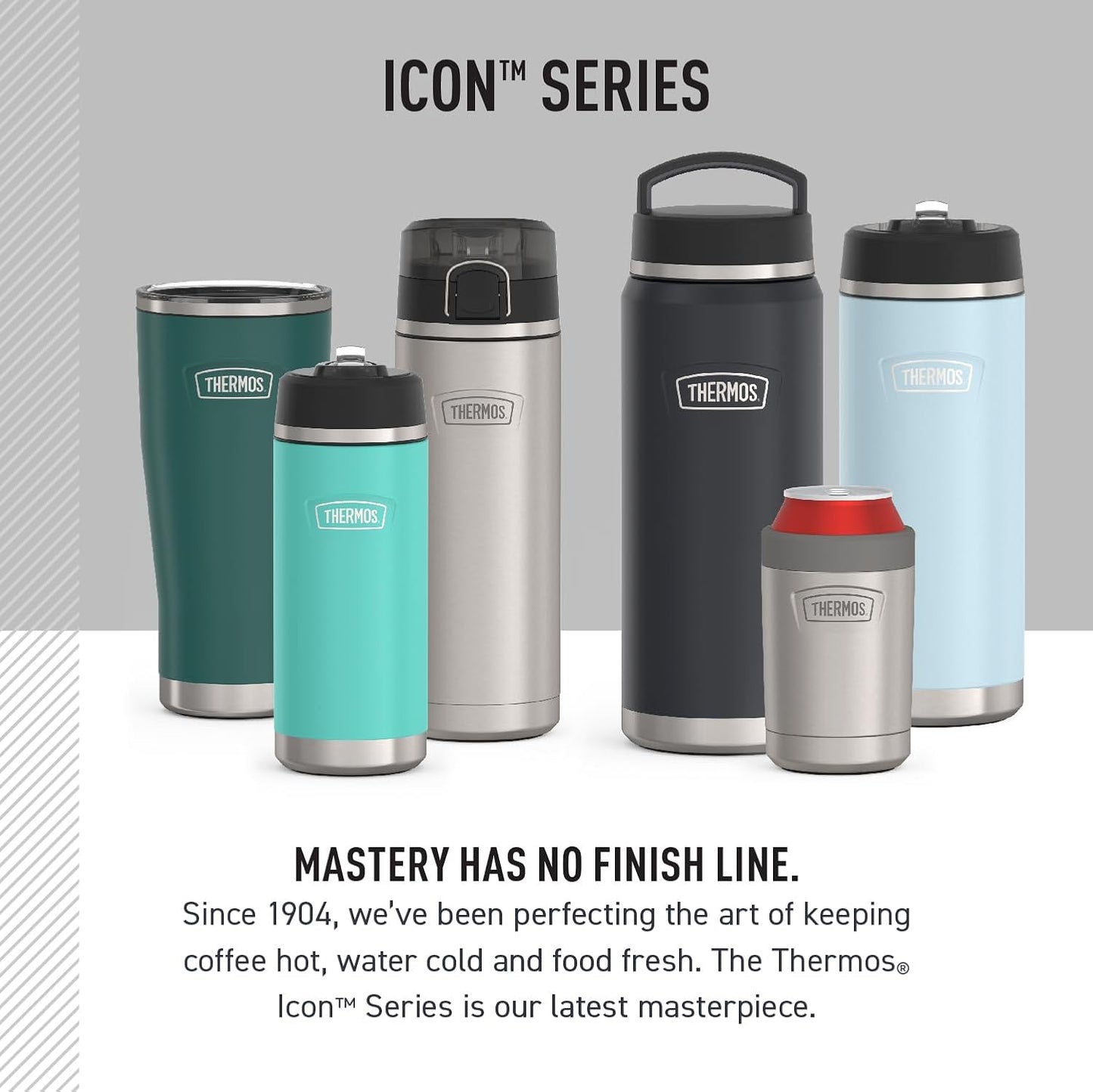 THERMOS ICON SERIES Stainless Steel Water Bottle - 24 Ounce, Granite | Vacuum Insulated with Spout Lid