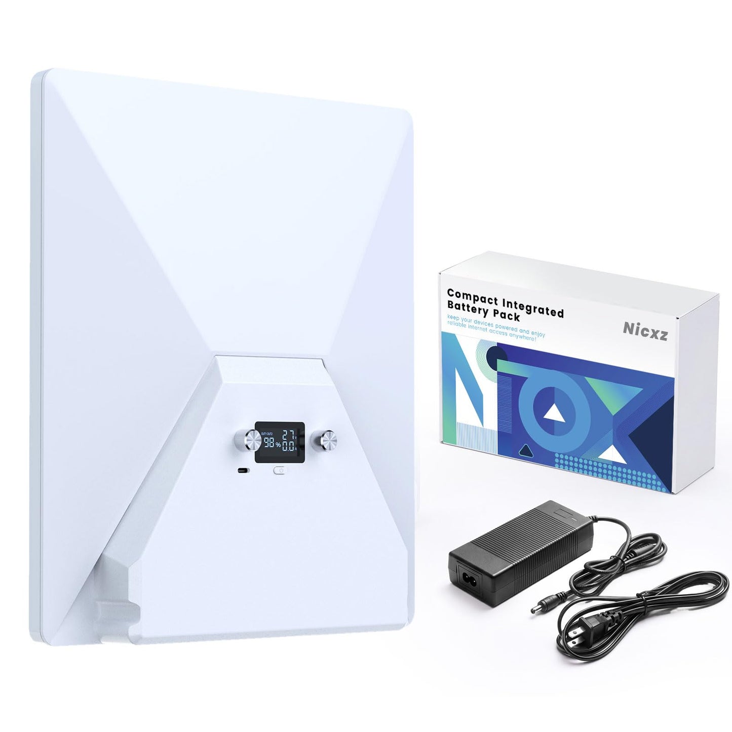 Nicxz Starlink Mini Battery Pack with Charger, 129.5Wh 35000mAh Capacity, True 5H Runtime, Featured with Display and USB-C Output,Compact Integrated,Travel-Friendly,Pass-Through Charging Supported