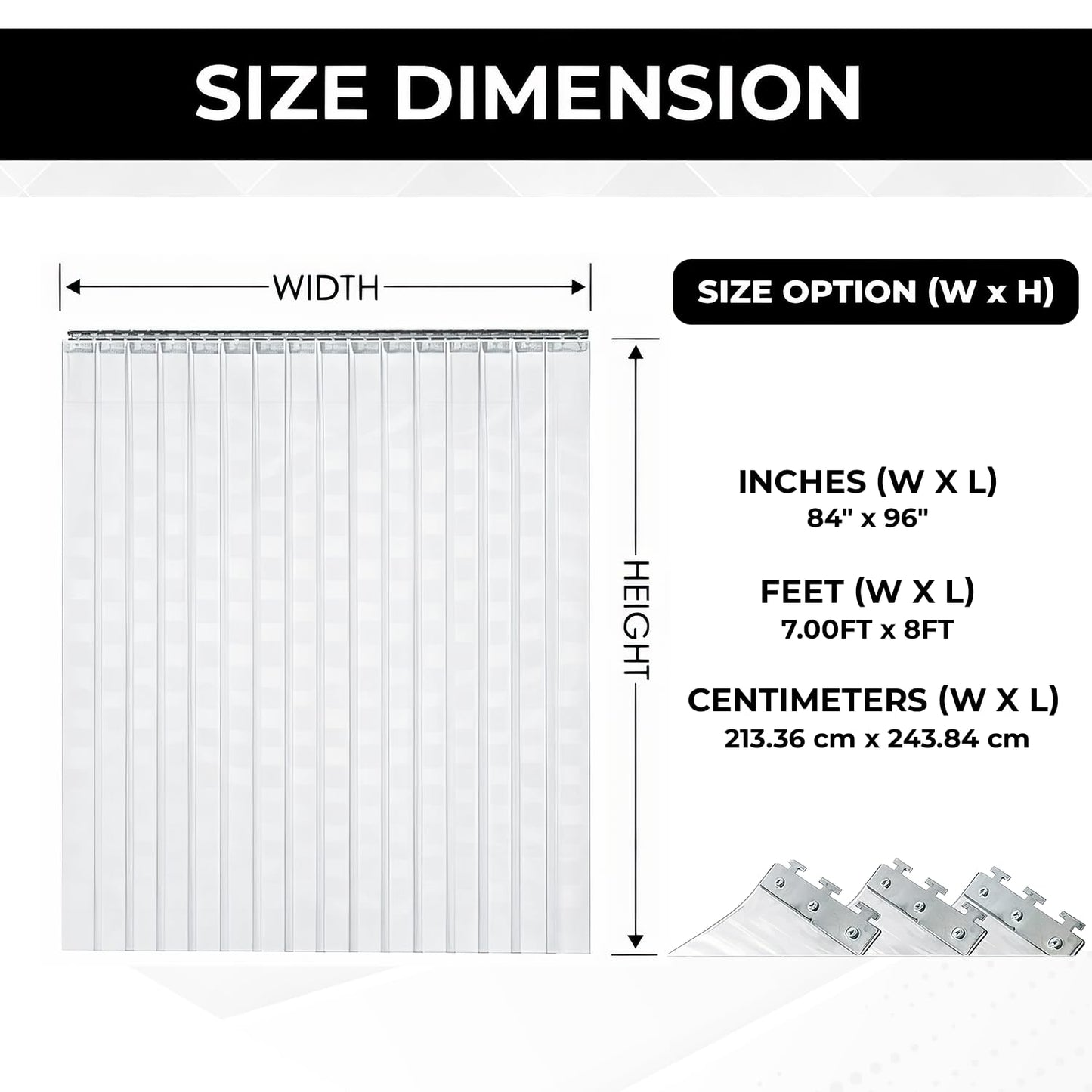Acepunch PVC Strip Door Curtain Kit – 84" x 96" (7 x 8 ft), Clear Heavy Duty Vinyl Strips, Waterproof Insulated Barrier for Walk-in Freezers, Warehouse, Garage, Commercial Use 1173