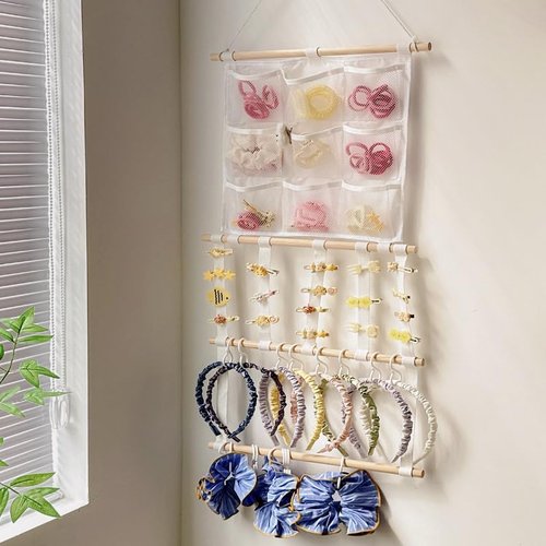 LEHSGY Headband Holder Hair Bows Organizer for Girls, Large Capacity Bow Holder, Pre-Assembled Hair Accessories Wall Hanging Organizer for Toddler Baby Girl Nursery Room Décor