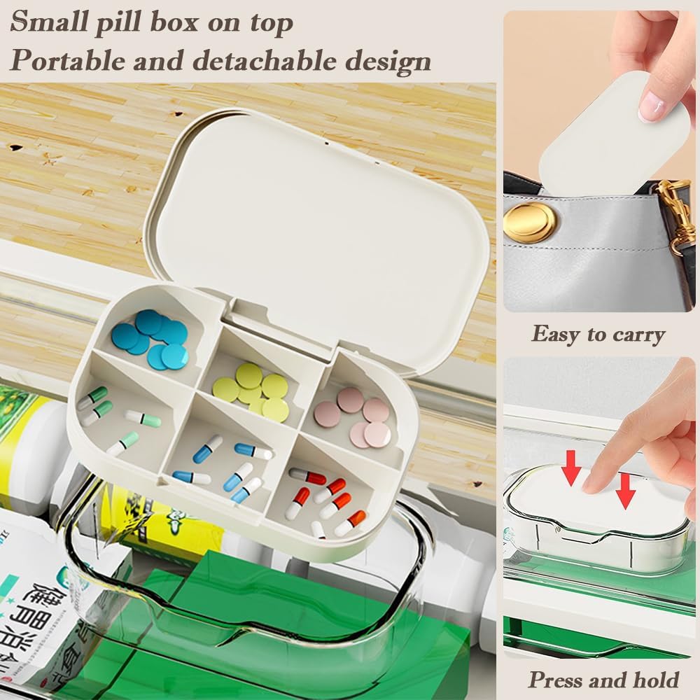 Skiennix Portable 3-Layer Medicine Organizer - Foldable First Aid Box with Removable Small Box | Dustproof & Moisture-Proof (Large)
