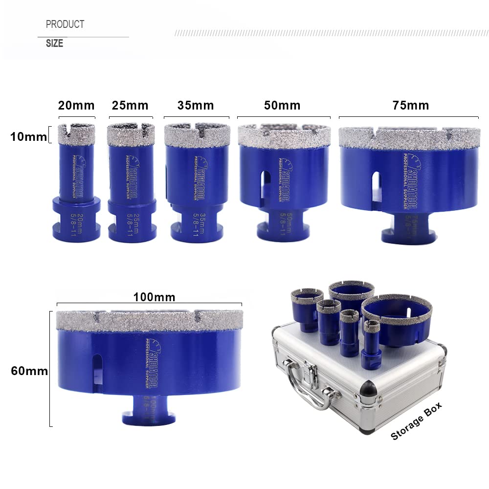 SHDIATOOL Diamond Core Drill Bits 6 Inch for Porcelain Ceramic Tile Marble Brick Vacuum Brazed Hole Saw