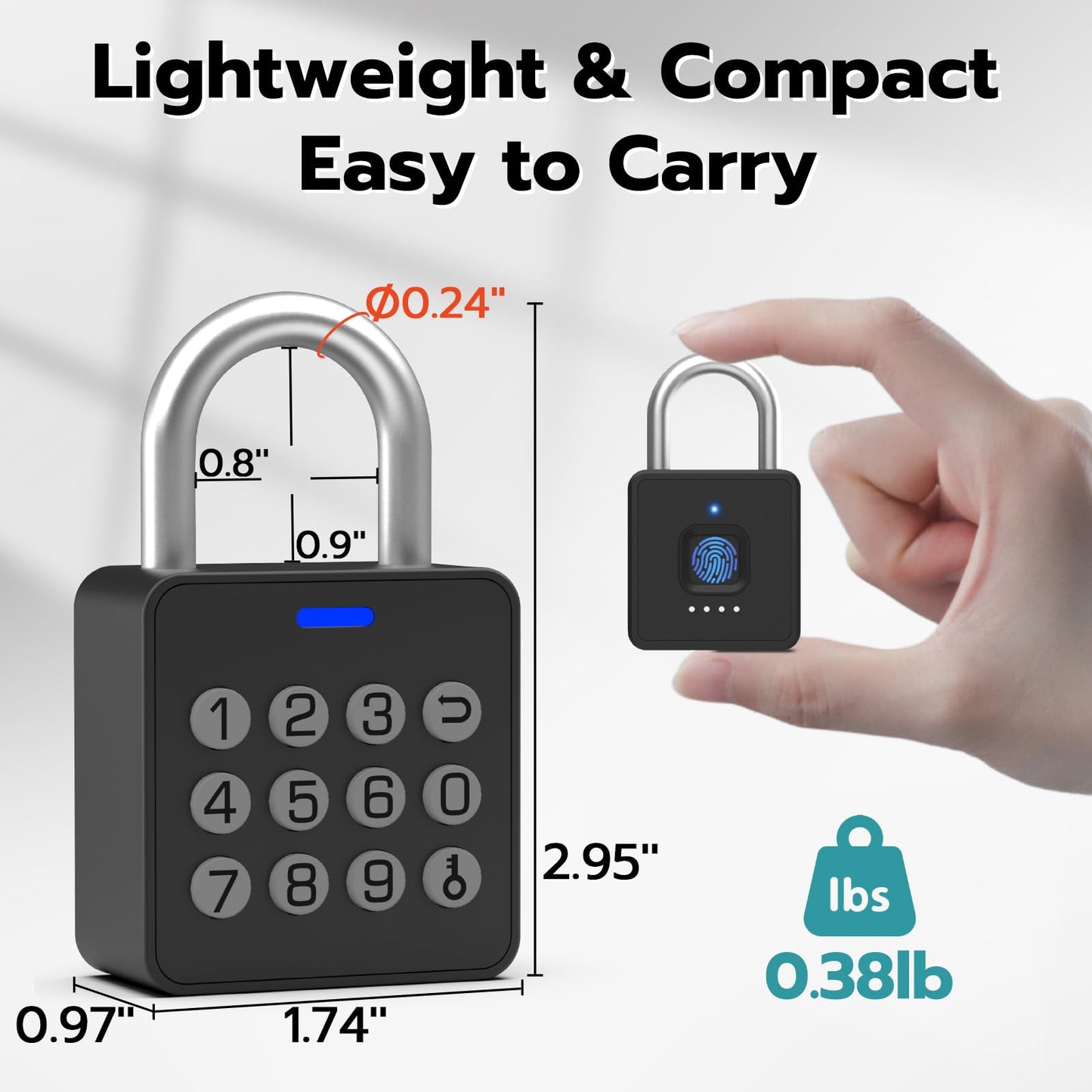 Foxlock Smart Locker Lock, Fingerprint Keyless Biometric Padlock, Weatherproof Biometric Combo Lock with Bluetooth APP, Smart Combination Pad Lock Storage Unit Outdoor Fence Gate Shed