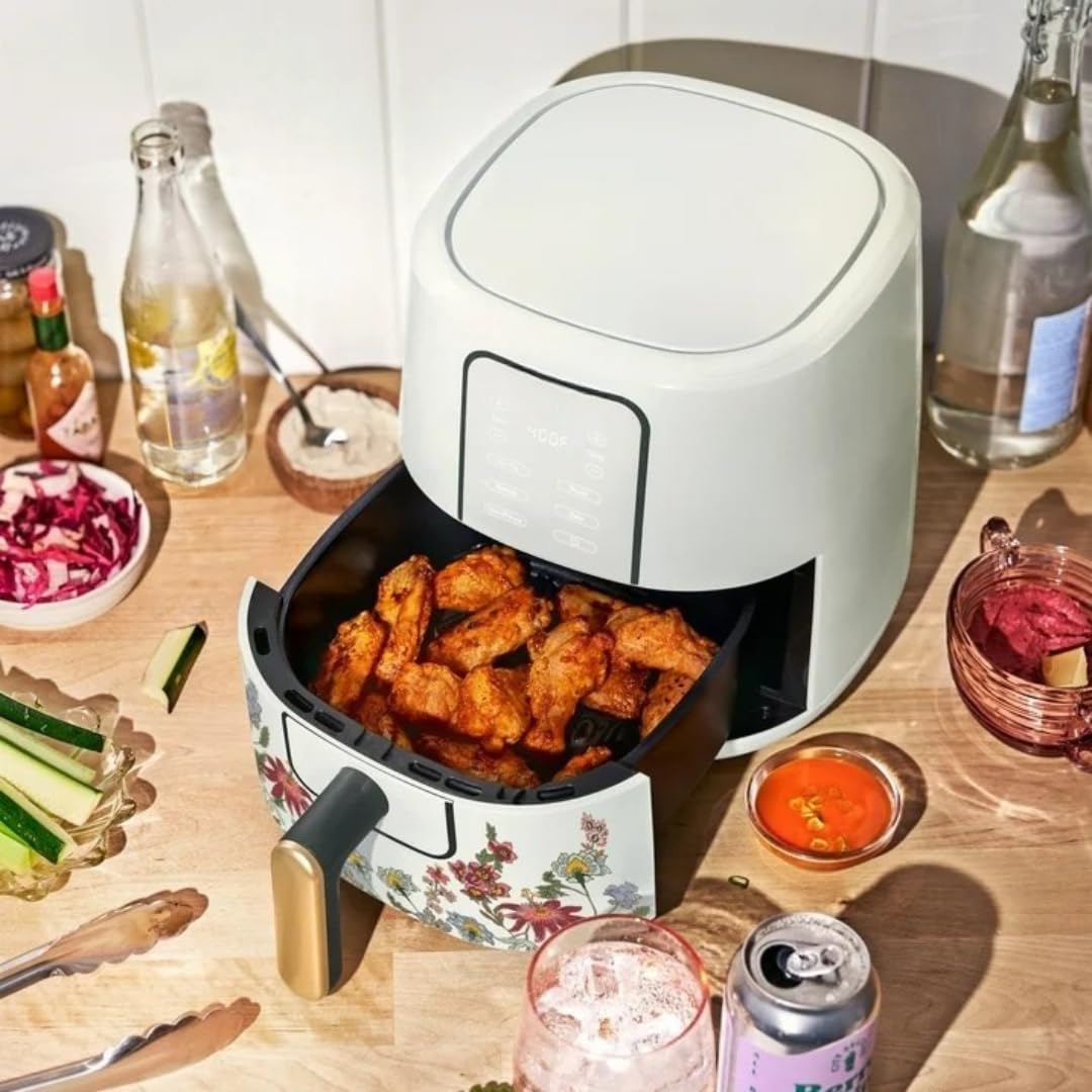 Wonderful 3-Quart Digital Air Fryer with TurboCrisp Technology, Compact Countertop Design with 4 Presets for Baking Roasting and Reheating (Wildflower White Icing)