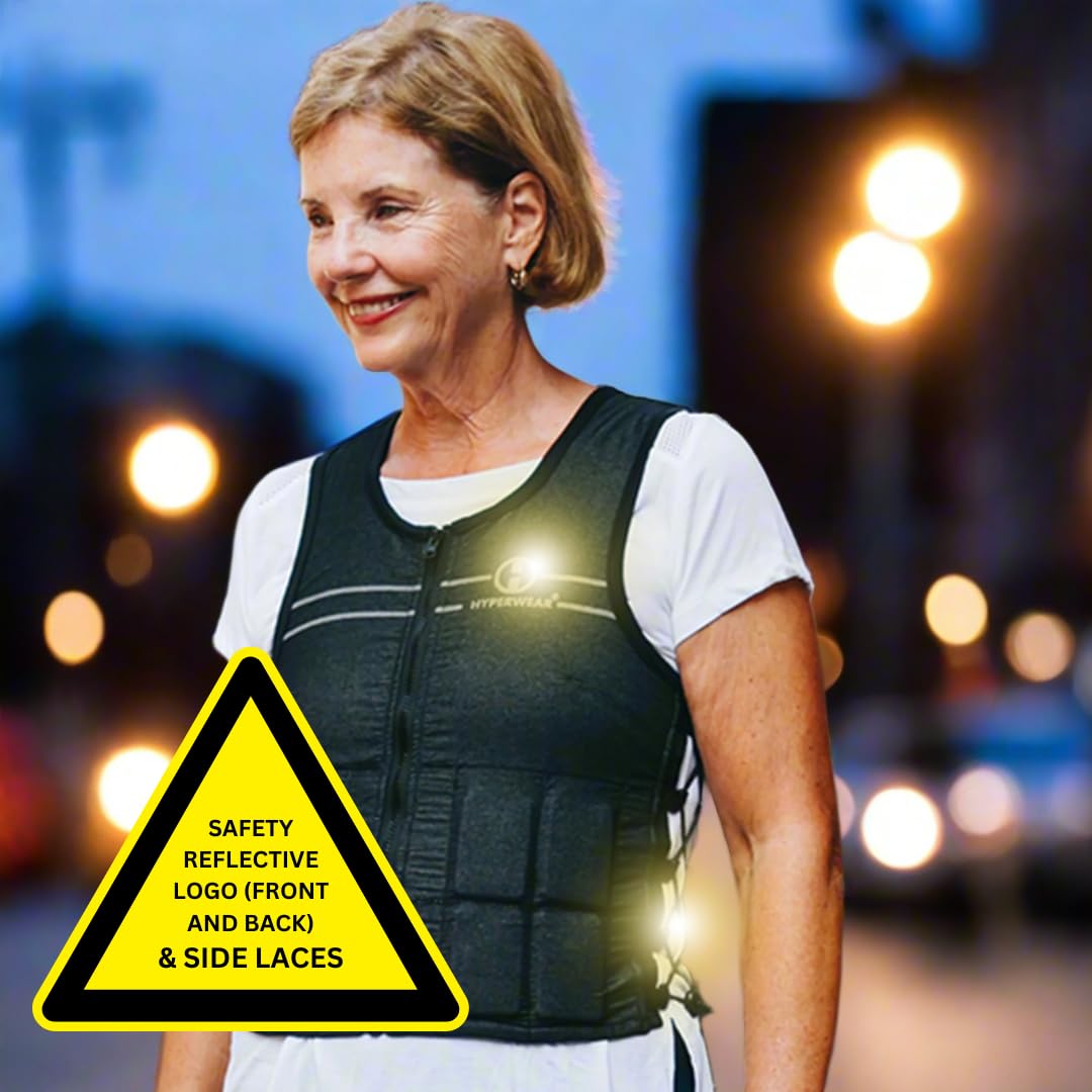 Hyperwear Hyper Vest FIT Weighted Vest for Women Walking & Bone Health – Adjustable 10 lb USA Steel Weights, Machine Washable – Osteoporosis Exercise, No Chest Weights – Small Size, Carbon Black