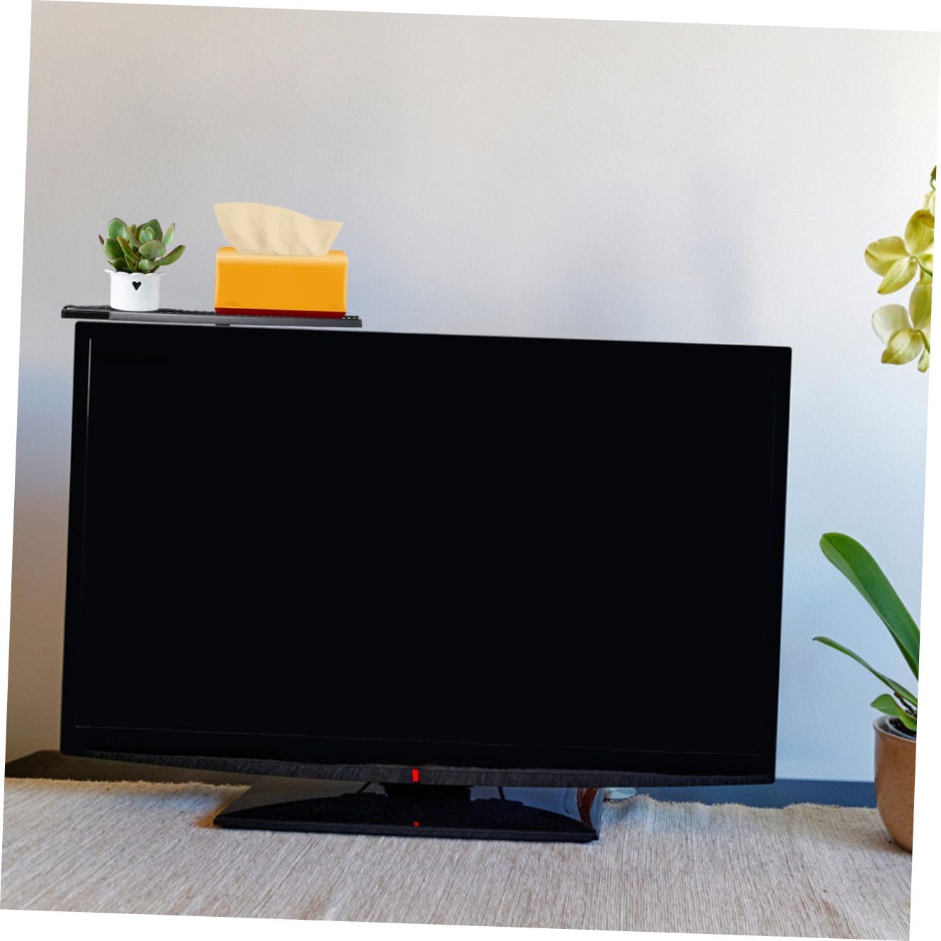 MERRYHAPY Multifunctional Monitor Shelf for Small Spaces No Drill TV Stand for Cable Box Black Screen Storage Bracket