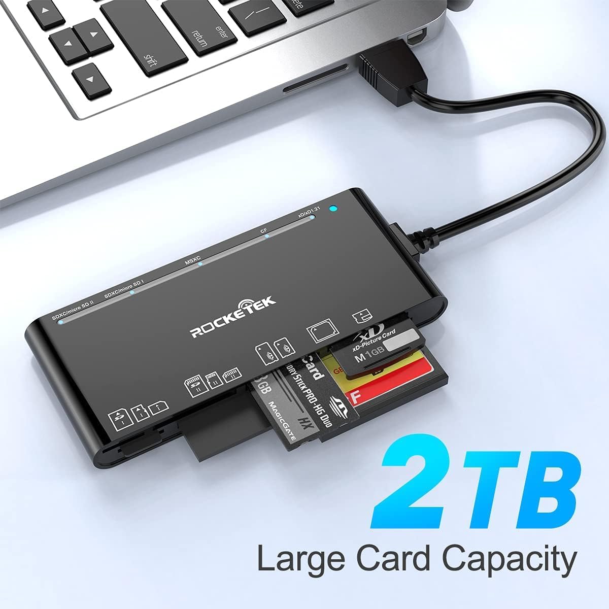 Rocketek 3.0 7-in-1 MMC Read/Writer(5Gbps) USB SD Card Reader, Multi Memory Card Reader for SD SDXC SDHC Micro SD CF MS