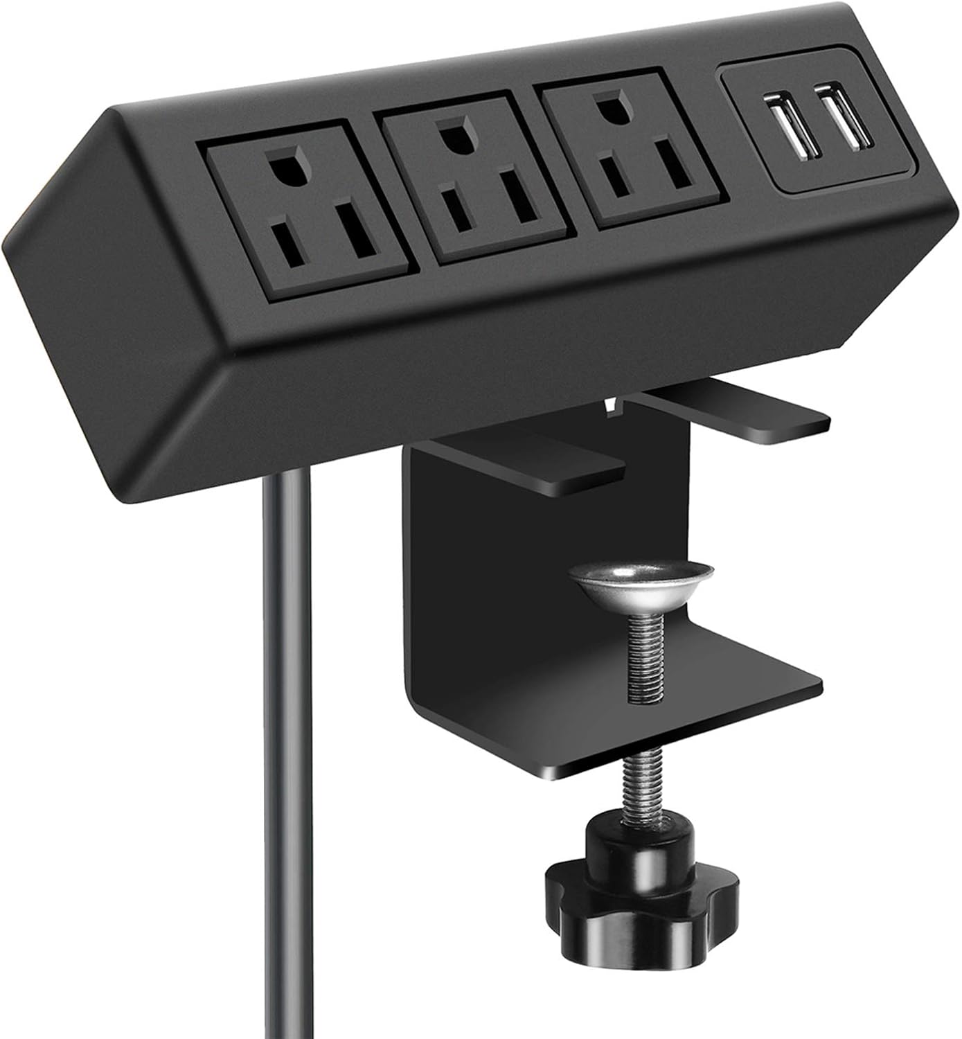CCCEI 3 1200J. 125V 12A 1500W. Outlet Desk Clamp Power Strip with USB Ports, Desktop Power Strip Surge Protector Table