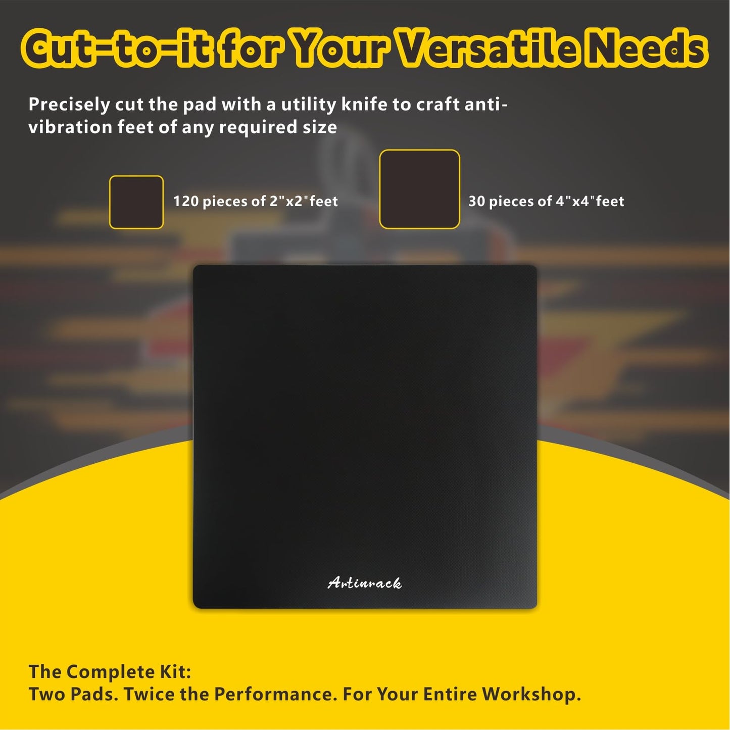 High-Rebound Anti Vibration Pads Set, 2PCS Vibration Damping Mat for Noise Reduction & Higher Print Accuracy, 22'' x 22'' Base Mat for 3D Printer, CNC Router Machine, Laser Engravers