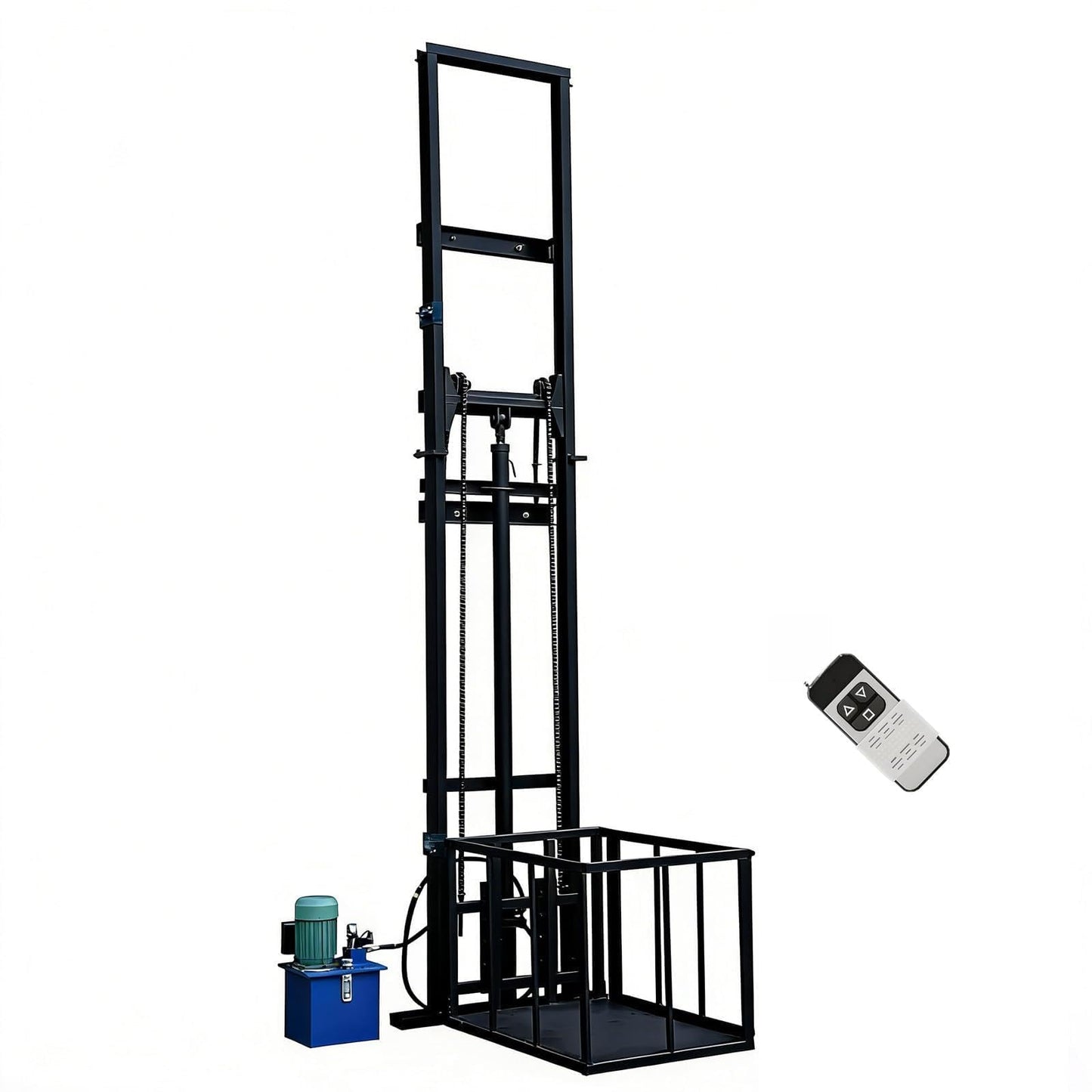 JIN YANG HU 1Ton/2200Lbs Load Electric Lift Platform Table,9.8FT Lifting Height Hydraulic Lifting Rail Hoist,Wall Mounted Factory Warehouse Home Space Dedicated Freight Elevator